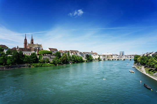 Rhine River In Basel, Switzerland