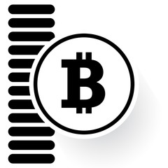 Bitcoin sign icon flat design network money symbol. For mobile user interface. Vector, illustration eps10