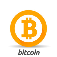 Bitcoin sign icon flat design network money symbol. For mobile user interface. Vector, illustration eps10