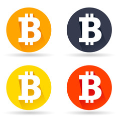 Bitcoin sign icon flat design network money symbol. For mobile user interface. Vector, illustration eps10