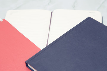 Notepad with pencils and colorfull markers