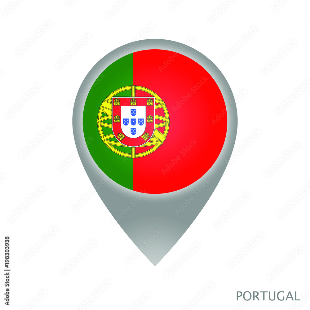 Sticker map pointer with flag of portugal. gray abstract map icon. vector illustration. - Stickers