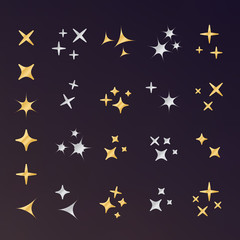 Sparkles icon set. Star element. Sparkle lights vector