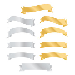 Flat vector ribbons banners flat isolated. Ribbons banners