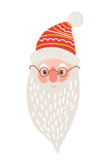 Happy Santa Claus Face Icon Vector Illustration