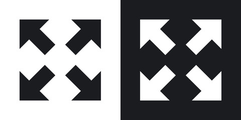 Vector full screen icon. Two-tone version on black and white background