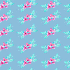 Watercolor flower bouganvillea seamless pattern. Can be used for packaging,printing on fabric.