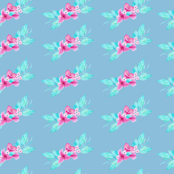 Watercolor flower bouganvillea seamless pattern. Can be used for packaging,printing on fabric. © tanialerro