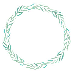 Watercolor hand painted palm leaves wreath. Perfect for your project,decorations,cards,wallpapers.