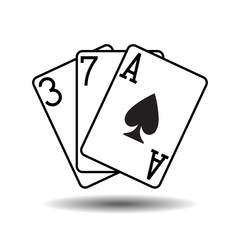 Three spades playing cards vector illustration
