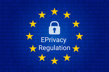 EPrivacy Regulation background. Eu flag. vector