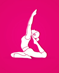 Woman practicing yoga, Yoga action graphic vector