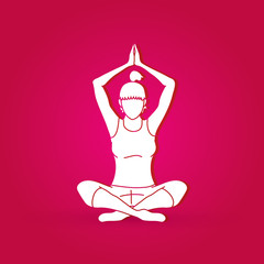 Woman practicing yoga, Yoga action graphic vector
