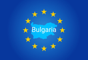 EU - European Union flag and Map of Bulgaria. vector