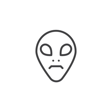 Alien head outline icon. linear style sign for mobile concept and web design. Extraterrestrial face simple line vector icon. Symbol, logo illustration. Pixel perfect vector graphics