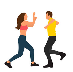 vector, isolated guy and girl dancing, no person