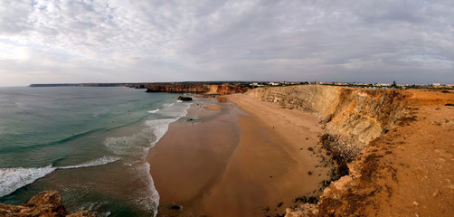 Saint Vincent cape, panorama view of the atlantic ocean coast near the city of Sagres, Algarve,...