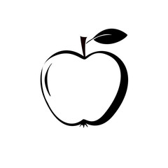 Apple icon in outline style. Vector illustration with Apple isolated on white background.