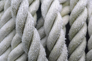 Closeup of heavy white ropes