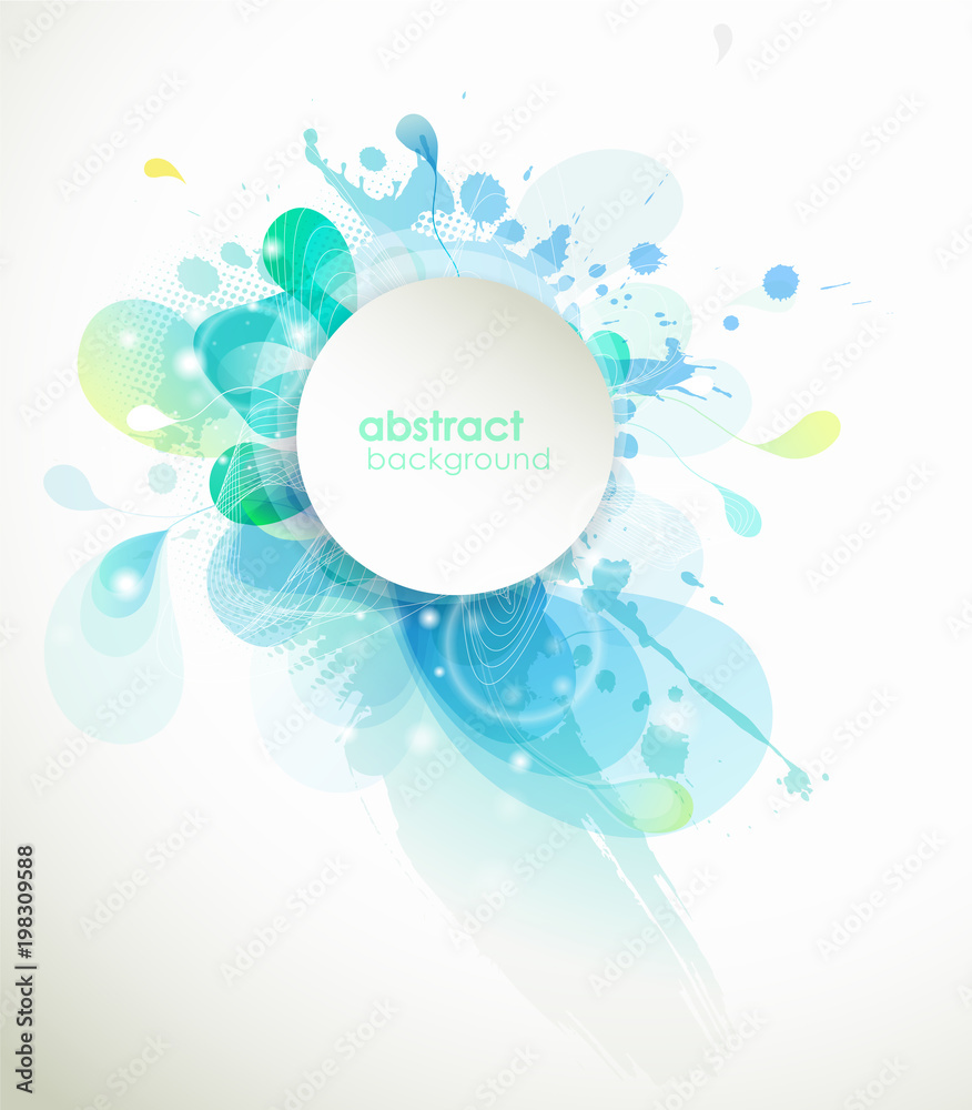 Wall mural Abstract colored flower background with circles and brush strokes.