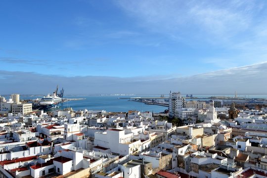 Vista panoramica dal campanile di Cadice, Andalusia, Spagna