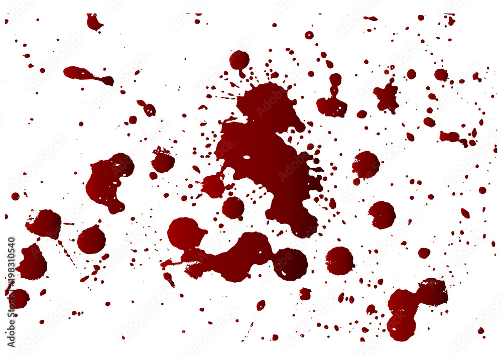 Wall mural blood background,ink splatter background, isolated on white.