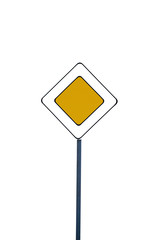 Road sign main road. Priority road sign.