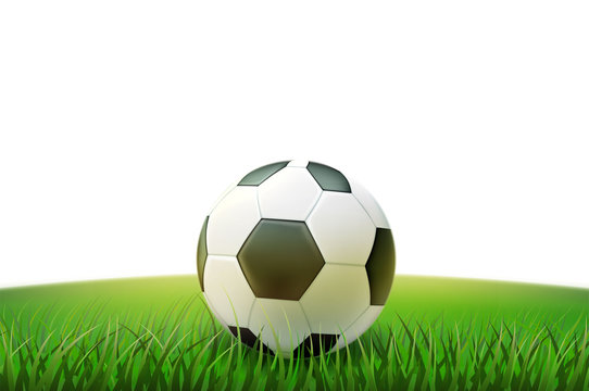 Vector realistic footbal soccer ball stadium grass