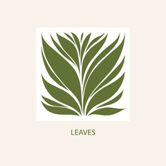 Green Leaflets Logo abstract design. Plant with Leaves sign. Floral decoration Symbol. Cosmetics and Spa 
Logotype concept. Square garden icon. 