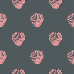 Seamless pattern with seashells. Vector illustration