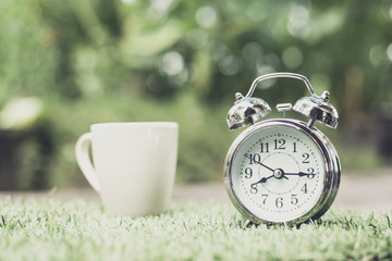 Retro Clock with cup of coffee