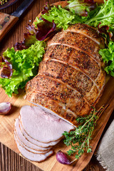 cooked ham with colorful pfefer