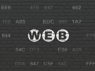 Web development concept: Painted white text Web on Black Brick wall background with Hexadecimal Code