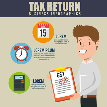 businessman with tax set icons