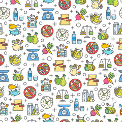 Healthy diet icons seamless pattern.