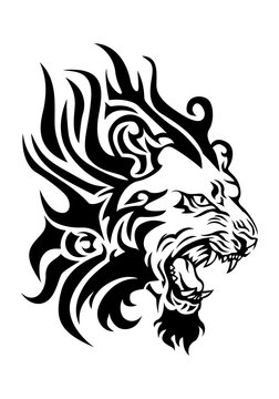 fiery lion head tattoo