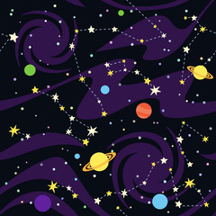 Obraz na płótnie Canvas Seamless pattern of constellations on black background