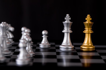 Queen chess set with enemy background.