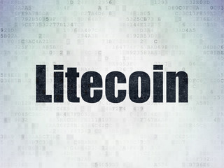 Cryptocurrency concept: Painted black word Litecoin on Digital Data Paper background