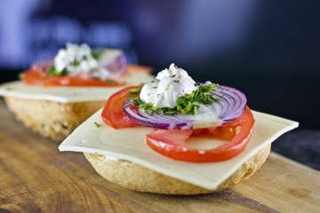 Tasty sandwiches with tomato