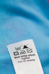 Clothing label with  laundry care instructions
