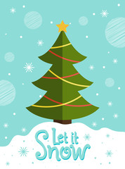 Let it Snow Postcard New Year Tree Greeting Card