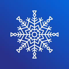 Snowflake Single Icon on Blue Vector Illustration
