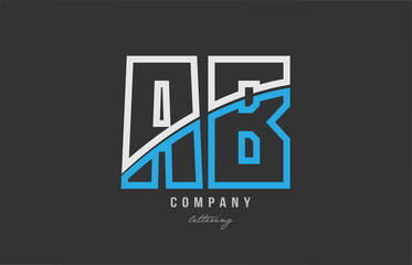 white blue alphabet letter ab a b logo icon design