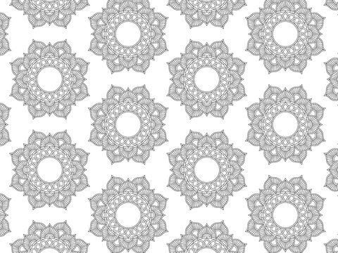 mandala outline seamless pattern