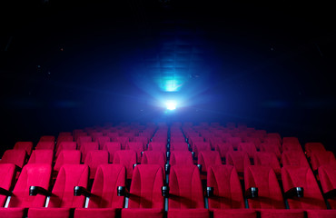 Fototapeta premium movie theatre hall with red seats 