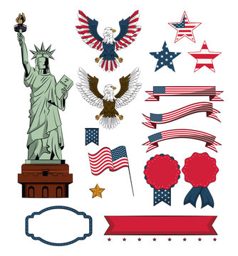Set of independence day elements vector illustration graphic design