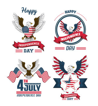 Set of USA independence day cards vector illustration graphic design