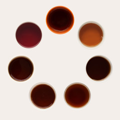 Collection of coffee cups tops isolated on white