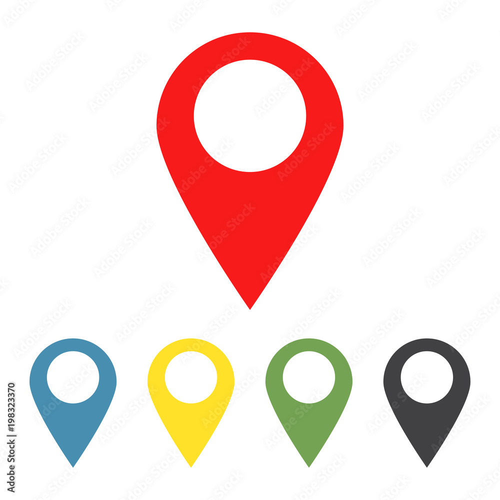 Poster Set of map pointers icons. GPS location symbol. Vector illustration